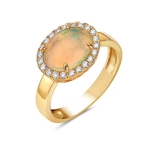 Opal Diamond Halo Ring