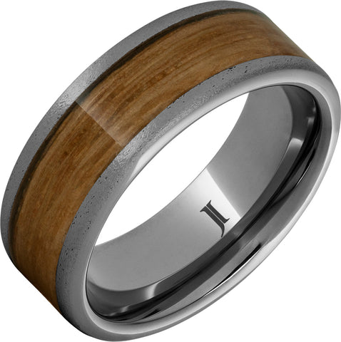 Barrel Aged Rugged Tungsten Ring with Single Malt Scotch Inlay & Stone Finish