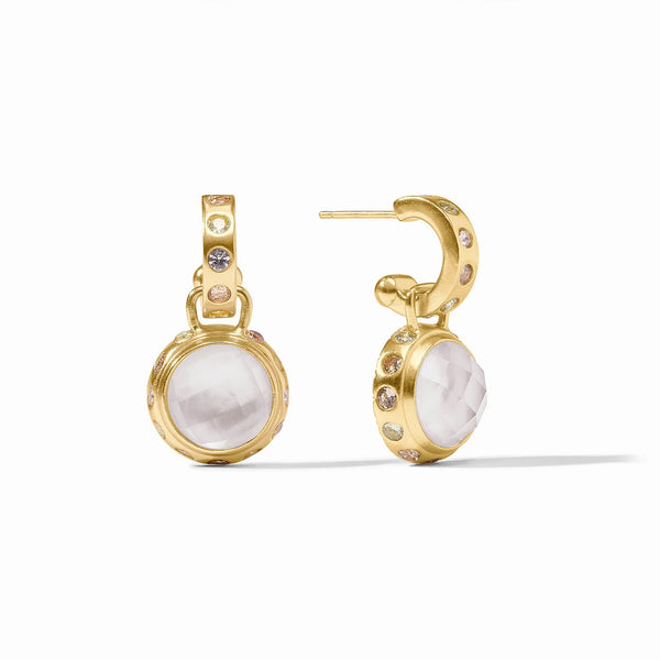 Rainbow Hoop & Charm Earring in Iridescent Clear Crystal