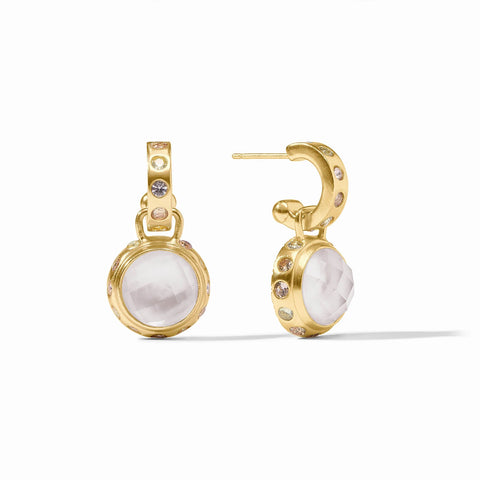 Rainbow Hoop & Charm Earring in Iridescent Clear Crystal