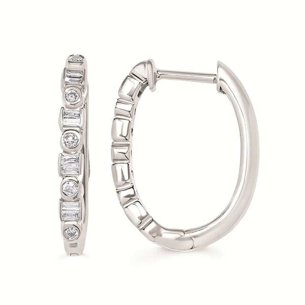Sparkle Lane Diamond & Silver Hoop Earrings