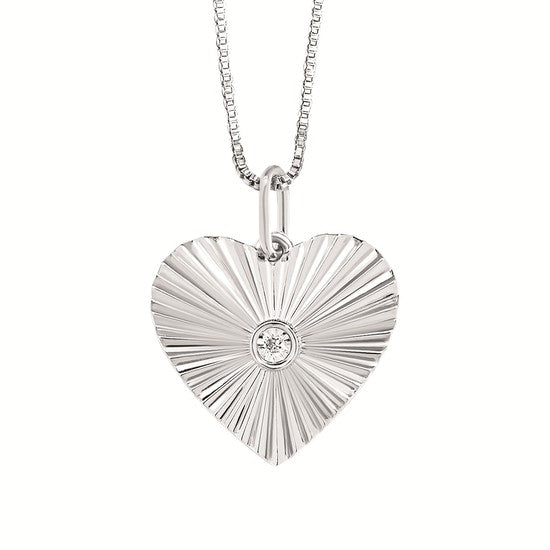 Sparkle Lane Fluted Heart Pendant Necklace