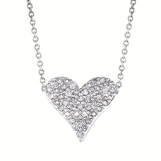 Sterling Silver Pave Heart Pendant Necklace