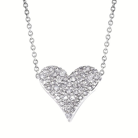 Sterling Silver Pave Heart Pendant Necklace