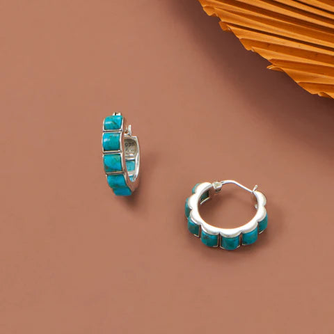 Turquoise Scallop Hoop Earrings