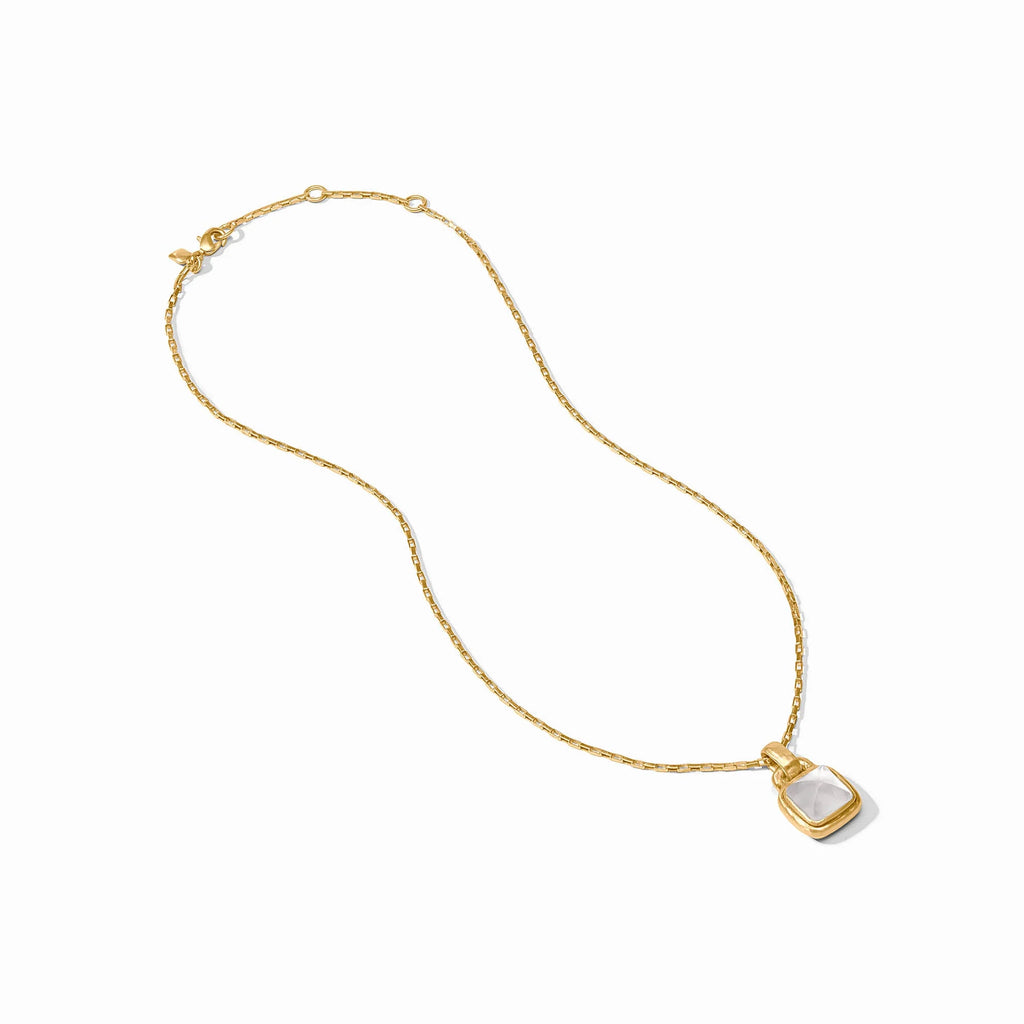 Sahara Solitaire Gold Necklace in Iridescent Clear