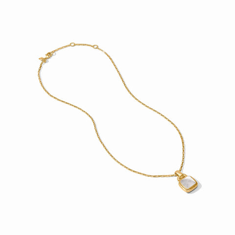 Sahara Solitaire Gold Necklace in Iridescent Clear