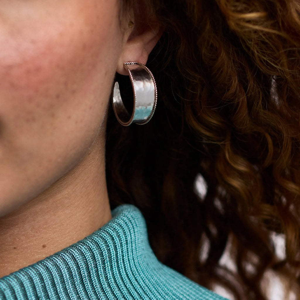 Savoy Hoop Earrings in Silver