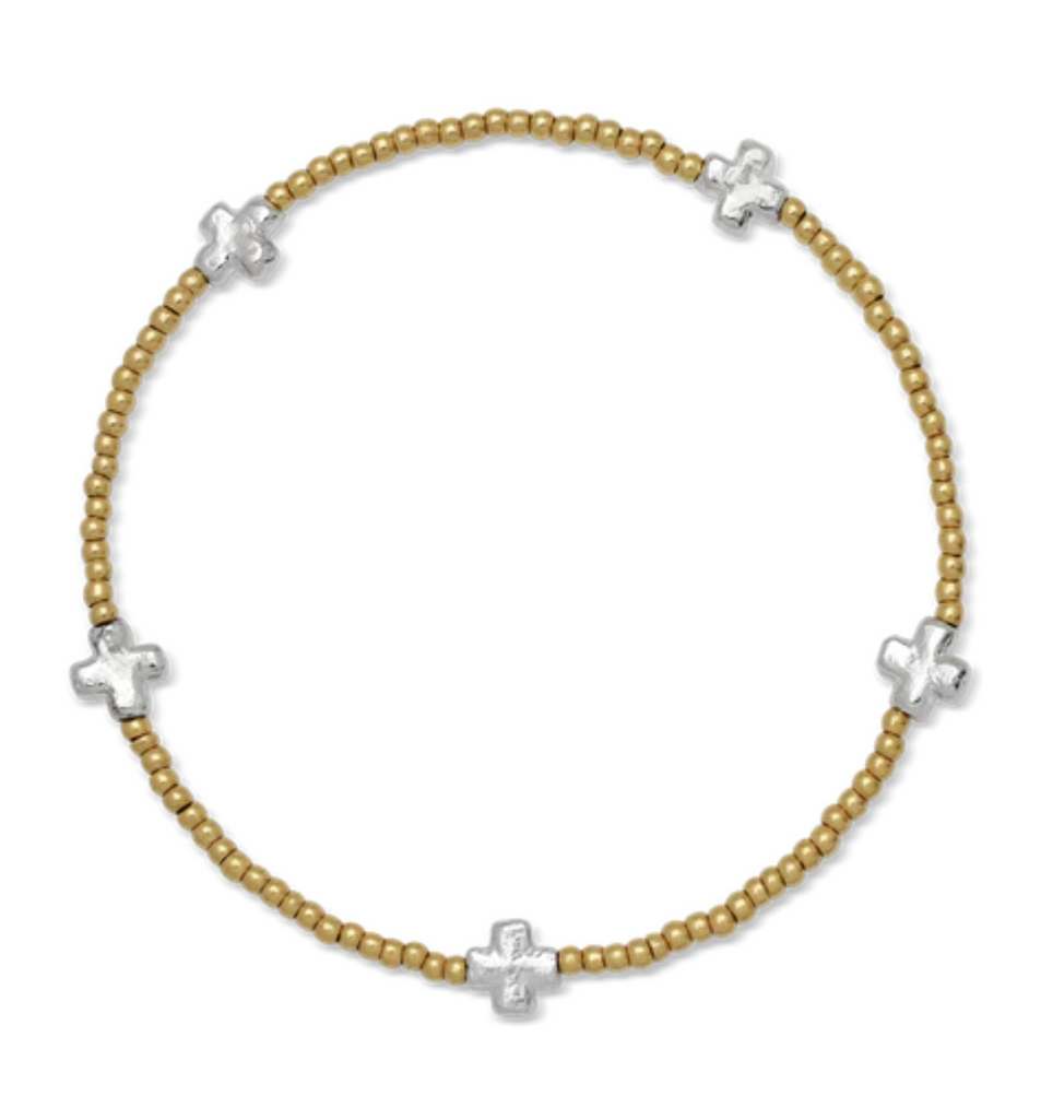 Life in Balance Cross Mini Ball Stretch Bracelet