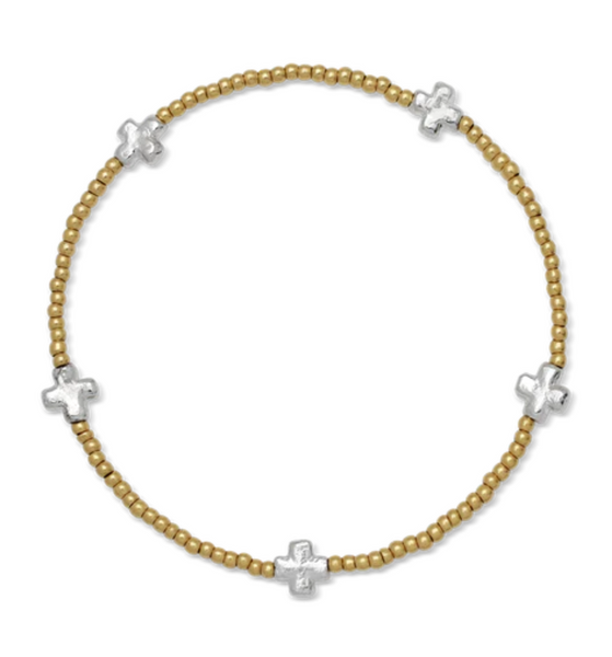 Life in Balance Cross Mini Ball Stretch Bracelet