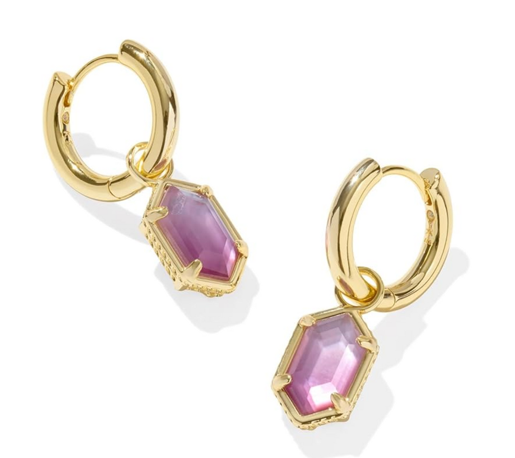 Hallie Gold Huggie Earring in Sunrise Watercolor Illusion - FINAL SALE