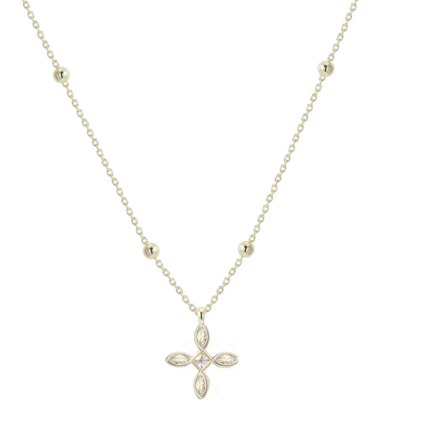 Radiant Cross Drop Necklace in Clear Crystal