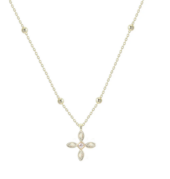 Radiant Cross Drop Necklace in Clear Crystal