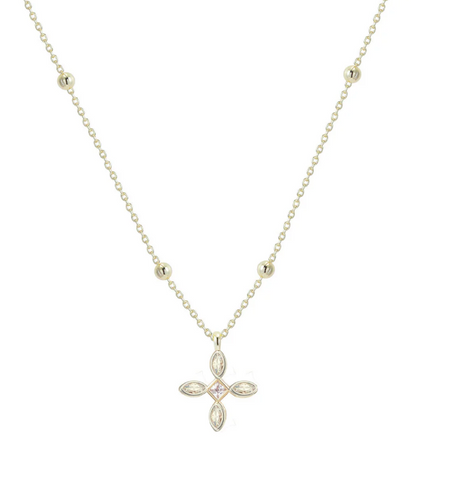 Radiant Cross Drop Necklace in Clear Crystal