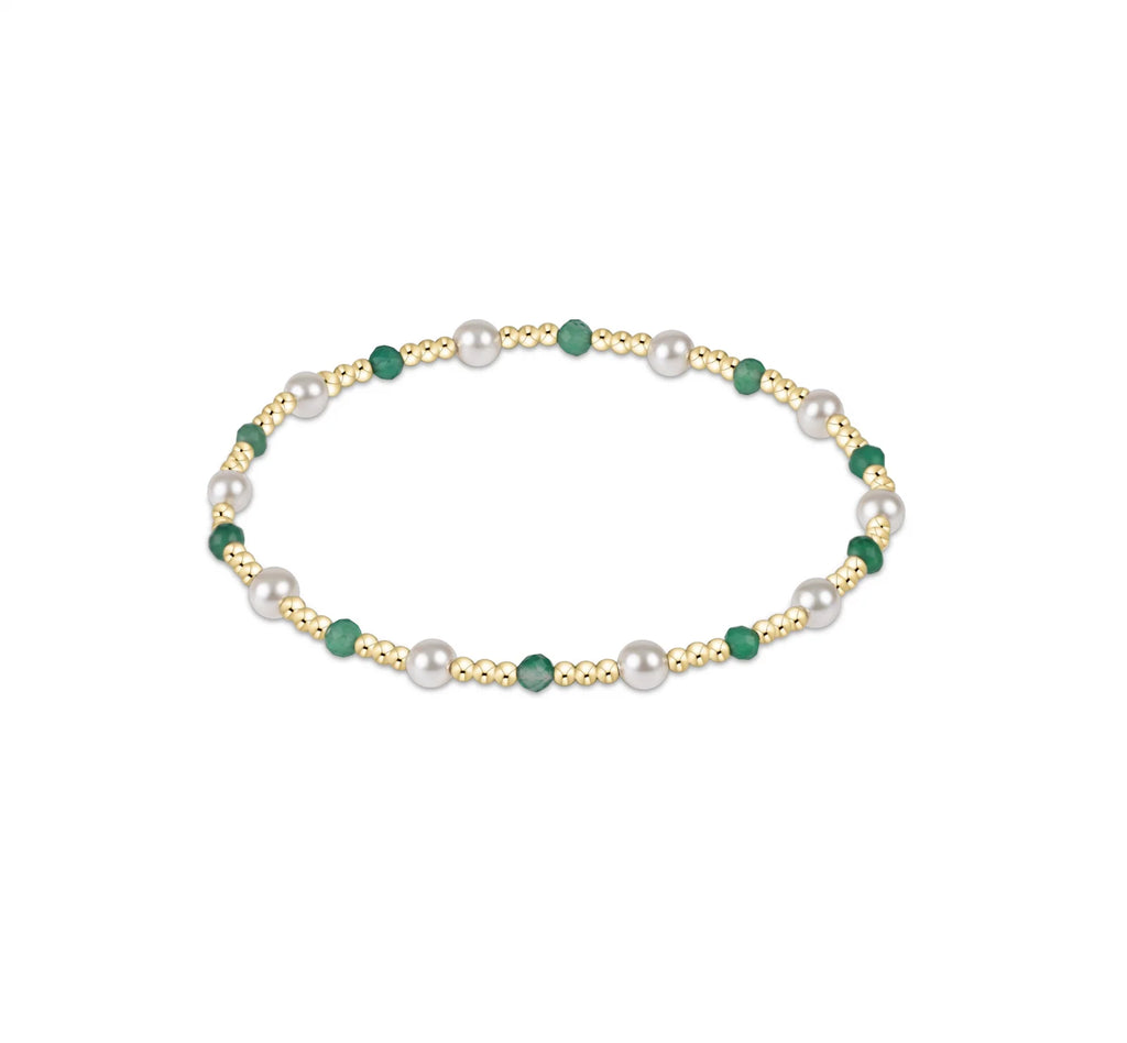 Pearl Sincerity Pattern 4mm Bead Bracelet - Green Onyx