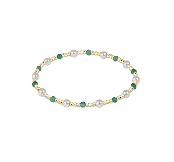 Pearl Sincerity Pattern 4mm Bead Bracelet - Green Onyx
