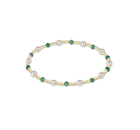 Pearl Sincerity Pattern 4mm Bead Bracelet - Green Onyx