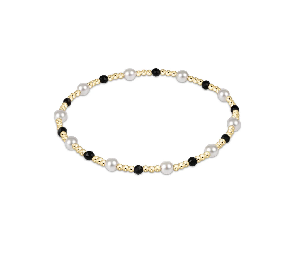 Pearl Sincerity Pattern 4mm Bead Bracelet - Faceted Onyx