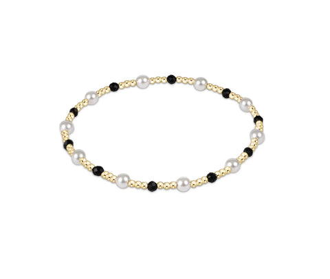 Pearl Sincerity Pattern 4mm Bead Bracelet - Faceted Onyx