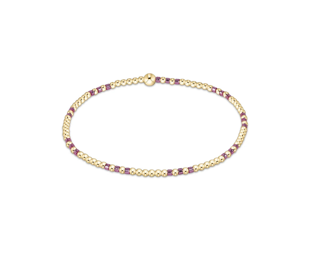 Hope Joy Pattern 2mm Bead Bracelet in Pink Metallic