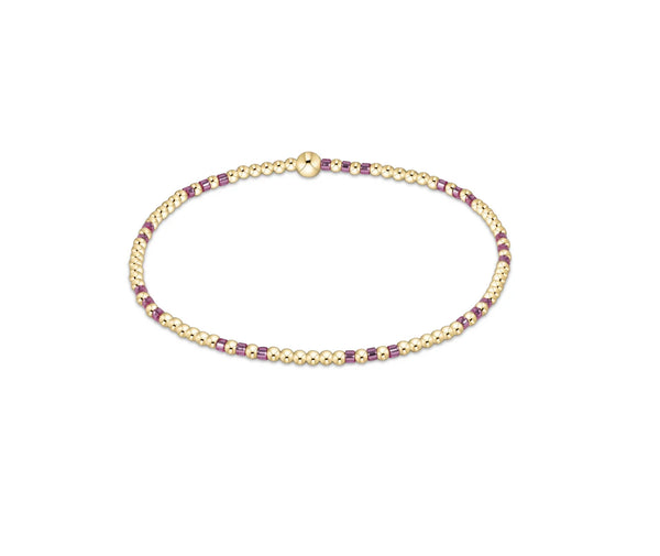 Hope Joy Pattern 2mm Bead Bracelet in Pink Metallic