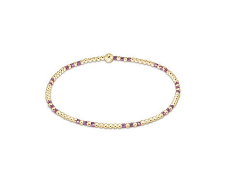 Hope Joy Pattern 2mm Bead Bracelet in Pink Metallic