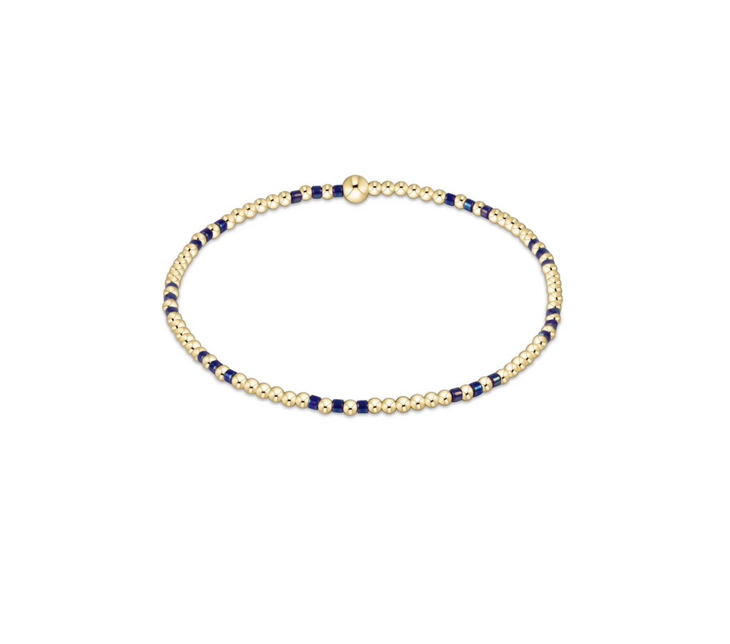 Hope Joy Pattern 2mm Bead Bracelet in Blue Metallic