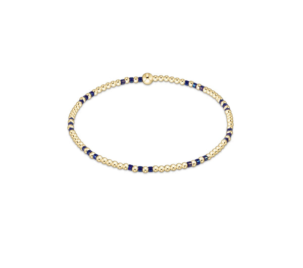 Hope Joy Pattern 2mm Bead Bracelet in Blue Metallic