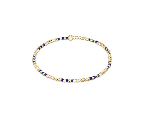 Hope Joy Pattern 2mm Bead Bracelet in Blue Metallic