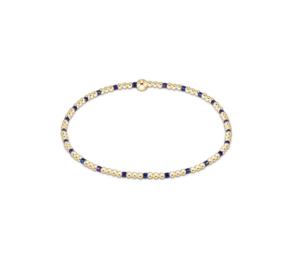 Hope Sincerity Pattern 2mm Bead Bracelet in Blue Metallic