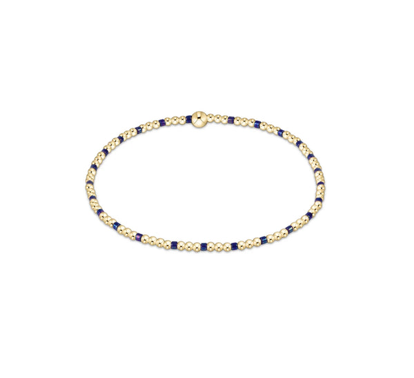 Hope Sincerity Pattern 2mm Bead Bracelet in Blue Metallic