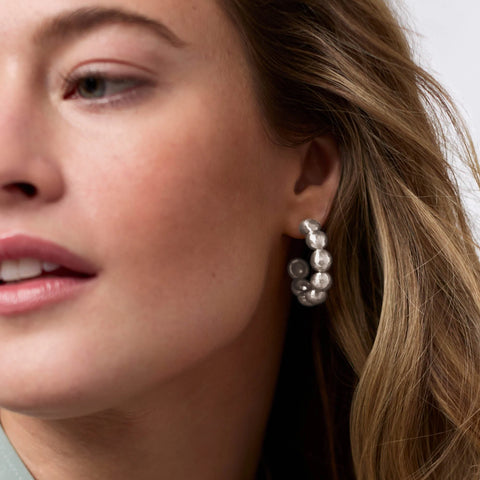 Solara Nova Hoop Earrings in Silver