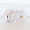 Ruffled Nylon Pencil Pouch in Nude Plaid