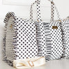 Ruffled Nylon Weekender in Polka Stripe