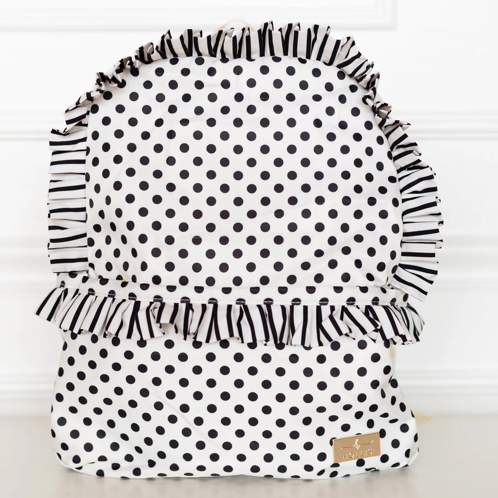 Ruffled Nylon Backpack in Polka Stripe