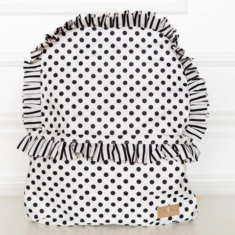 Ruffled Nylon Backpack in Polka Stripe