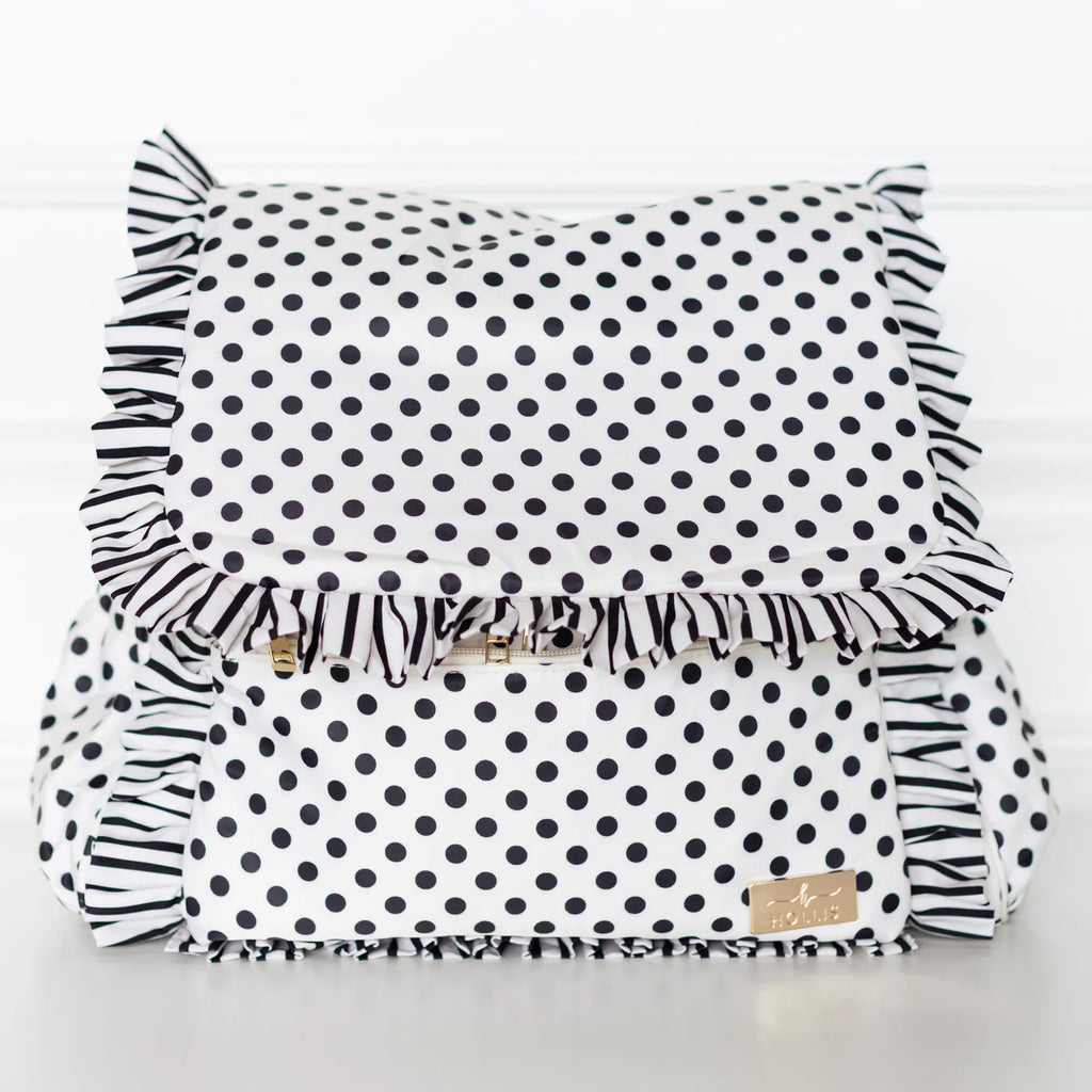 Ruffled Nylon Diaper Bag in Polka Stripe