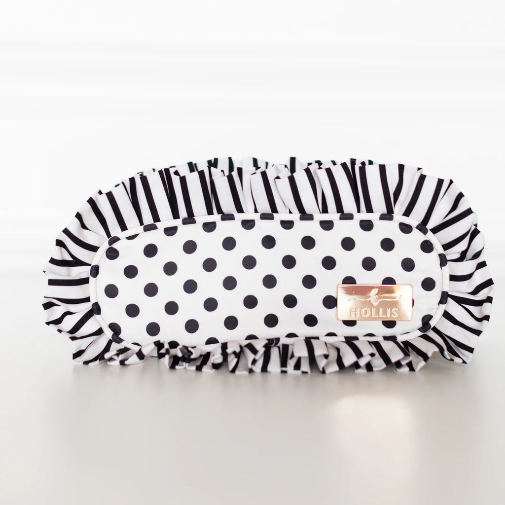 Ruffled Nylon Pencil Pouch in Polka Stripe