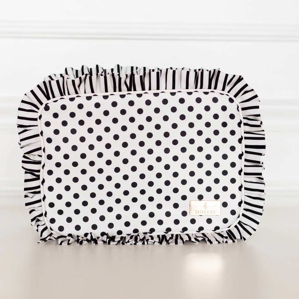 Ruffled Nylon XL Pouch in Polka Stripe