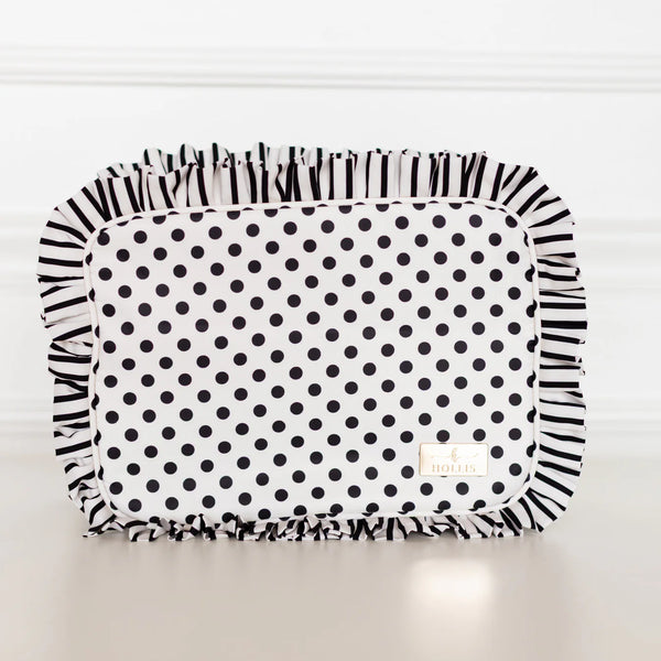 Ruffled Nylon XL Pouch in Polka Stripe