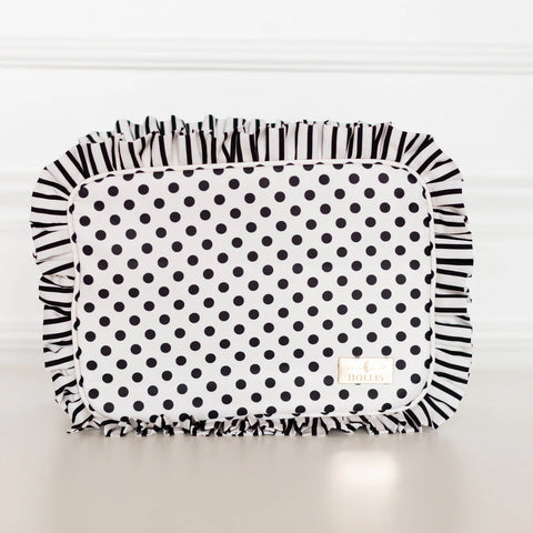 Ruffled Nylon XL Pouch in Polka Stripe