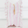 Pink Polka Stripe Ruffled Nylon XL Pouch