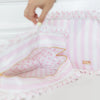 Pink Polka Stripe Ruffled Nylon XL Pouch