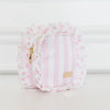 Pink Polka Stripe Ruffled Nylon Tech Organizer