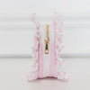 Pink Polka Stripe Ruffled Nylon Tech Organizer