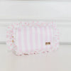 Pink Polka Stripe Ruffled Nylon Medium Pouch