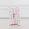 Pink Polka Stripe Ruffled Nylon Medium Pouch