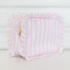 Pink Polka Stripe Ruffled Nylon XL Pouch