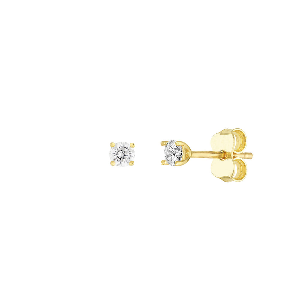 3mm CZ Stud Earrings | 14kt Yellow Gold