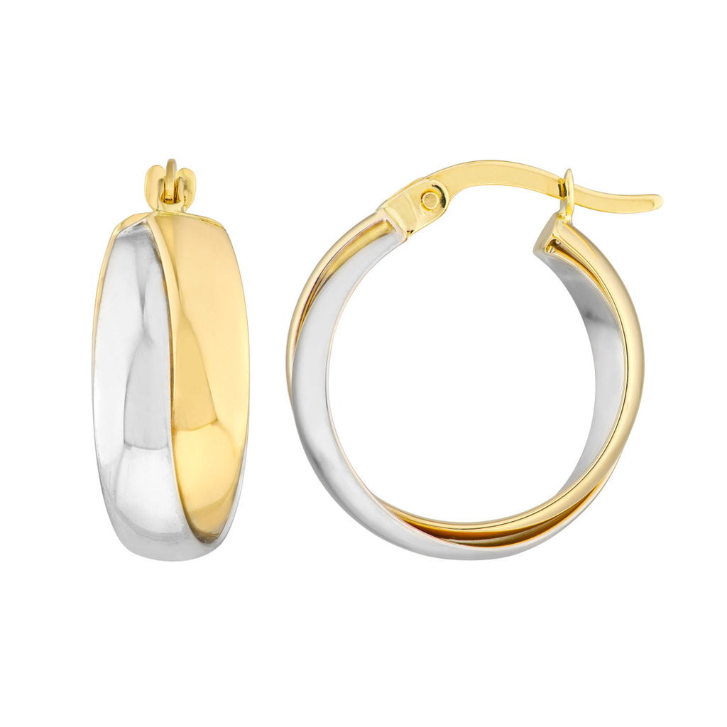 Two-Tone Overlapping Round Hoop Earrings